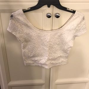 Creme lace crop top